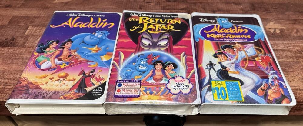 Three Disney Aladdin VHS Two Sealed + One Black Diamond